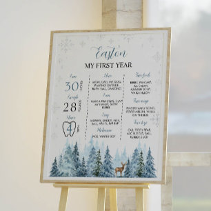 Winter Reindeer Födelsedagsfest Milestone Poster