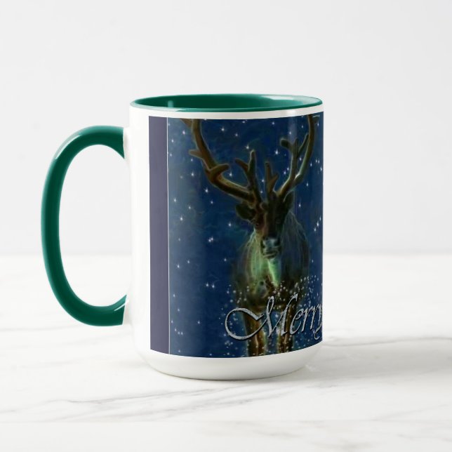 Winter Reindeer, Snö & God jul Design Mugg (Vänster)
