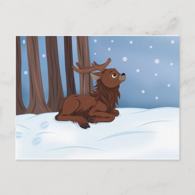 Winter Reindeer Vykort (Framsida)