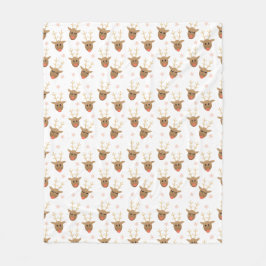 Winter-renare Ansikte Mönster Snöflingor Fleecefilt