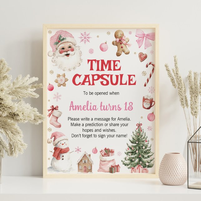 Winter Retro Christmas Birthday Time Capsule Sign Poster (Skapare uppladdad)