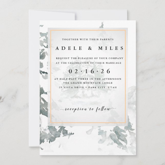 Winter Reverie Bröllop Inbjudningar (Framsida)