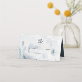 Winter Reverie Monogram Bröllop Placeringskort