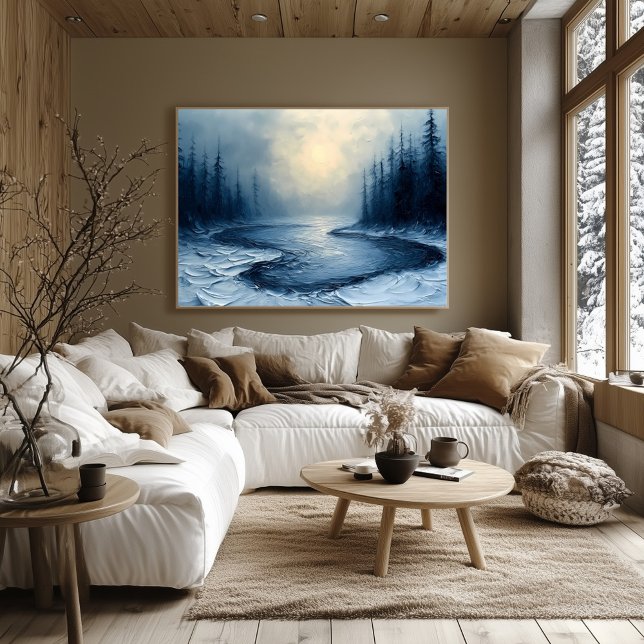 Winter River Bend - Abstrakt Foggy Forest Scene Poster (Skapare uppladdad)