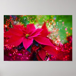 Winter ro, poinsettia/Weihnachtsstern festlich Poster