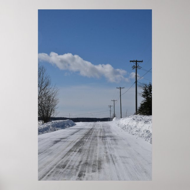Winter Road Scenery QC, Kanada Poster (Framsidan)