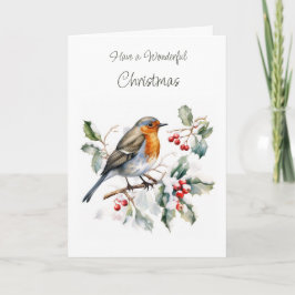 Winter Robin Holly-julkort Kort