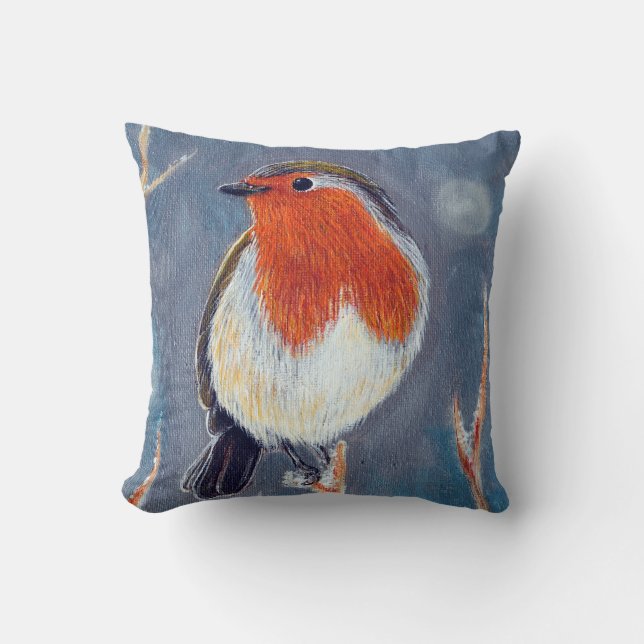 Winter Robin Painting Kudde (Framsida)