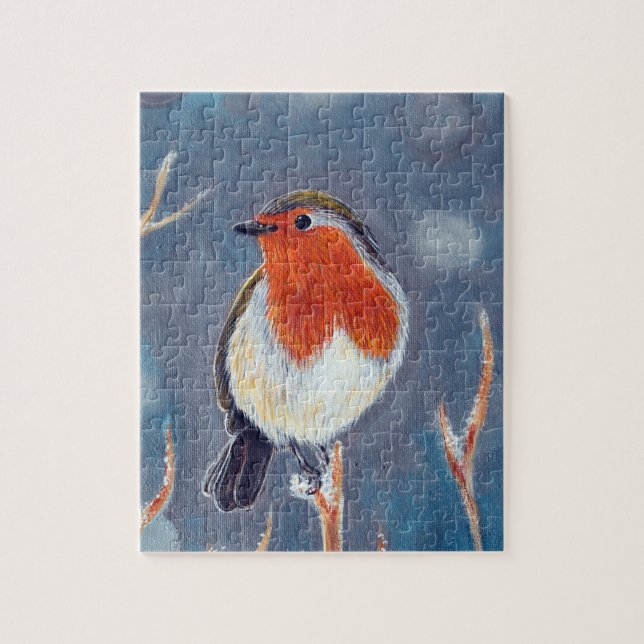 Winter Robin Painting Pussel (Vertikal)
