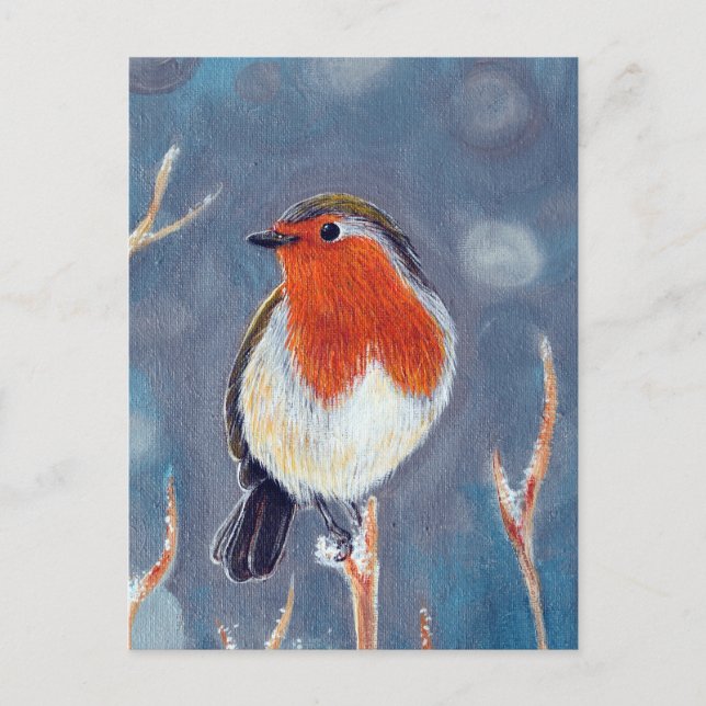 Winter Robin Painting Vykort (Framsida)