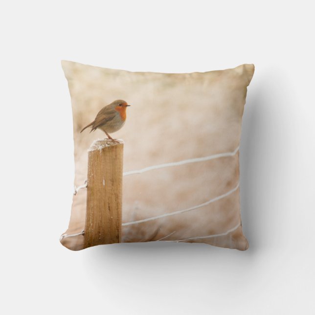 Winter Robin Redbröst Kudde (Framsida)