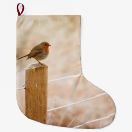 Winter Robin Redbröst Stor Julstrumpa