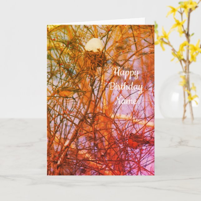 Winter Robins Nature Art Personlig Birthday Kort (Gul blomma)