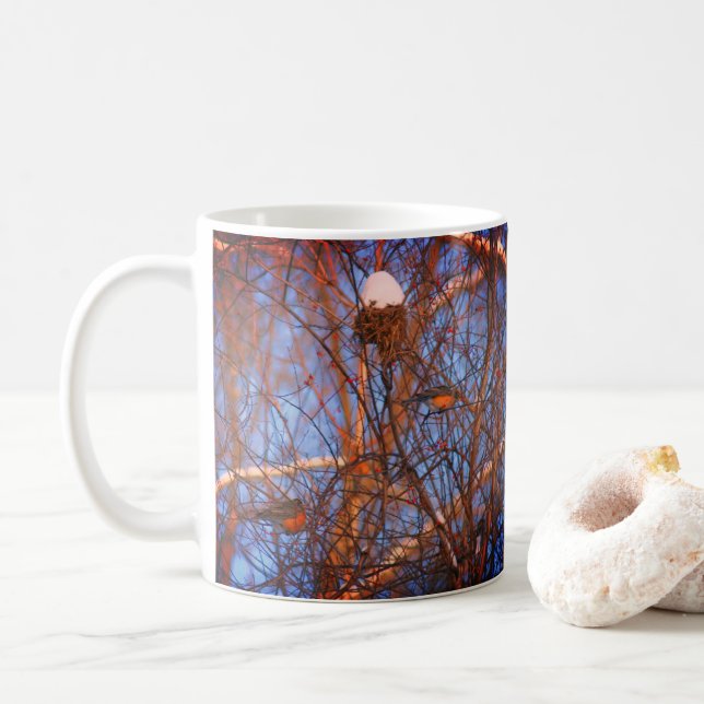 Winter Robins Wildlife Nature Photo Kaffemugg (Med munk)