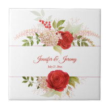 Winter Röd ros & Greenery Bröllop Keepsaky |