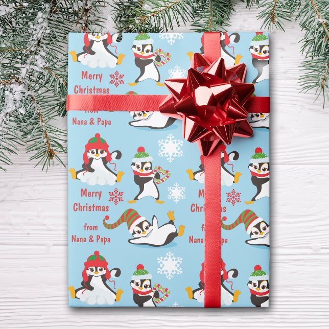Winter Roligt Penguins jul Presentpapper (Skapare uppladdad)