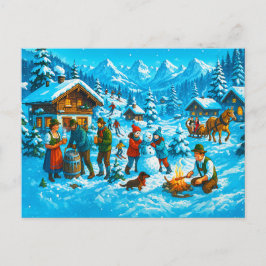 Winter-Roligten i alpina byn Helg Vykort