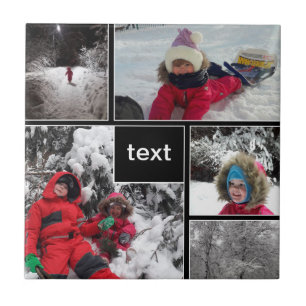 Winter-roligten killar i spel snö anpassade text p kakelplatta