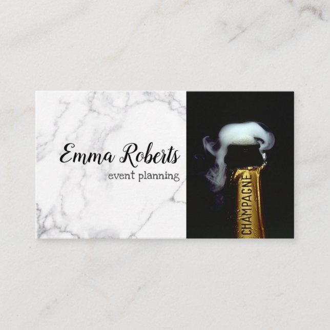 Winter Romantic Champagne Rustic Event Planning Visitkort (Framsida)