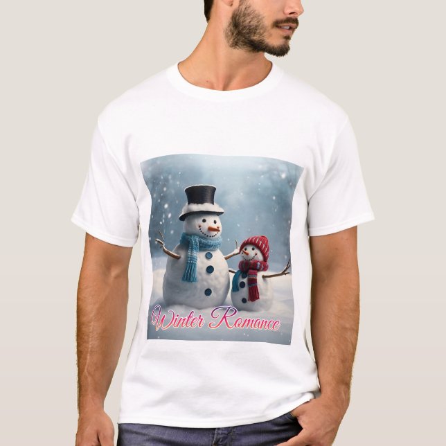 Winter Romantik: Cute Couple Snögubbe Tee (Framsida)