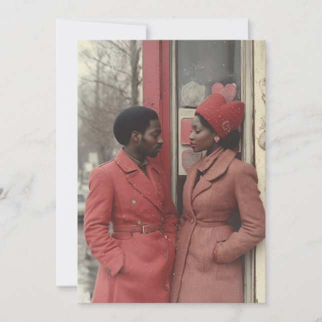 Winter Romantik: Ett svart par intima ögonblick Inbjudningar (Framsida)