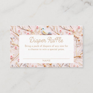 Winter Rosa Blommigt Diaper Raffle Biljett Tilläggskort