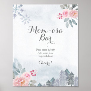 Winter Rosa Blommigt Girl Girl Momosa Pub Sign Poster