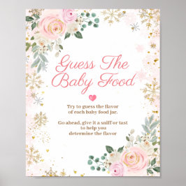 Winter Rosa Blommigt Snowflake Gissa Baby Food Poster