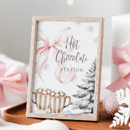 Winter Rosa Bow-Hetten Chocolate Bord-tecken Poster