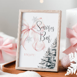 Winter Rosa Bow Smores Pub Bord-tecken Poster
