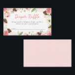 Winter Rosa Girl Baby Shower Diaper Raffle Biljett Tilläggskort<br><div class="desc">En elegant Winter Rosa Baby Shower Diaper Raffle Biljett designad med rosa blommor och pinekoner. De flesta bokstäver är redigerbara - klicka på knappen "Anpassa ytterligare" för att redigera dem. Matchande objekt i vår butiks Cava party-design</div>