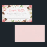 Winter Rosa Girl Baby Shower Diaper Raffle Biljett Tilläggskort<br><div class="desc">En elegant Winter Rosa Baby Shower Diaper Raffle Biljett designad med rosa blommor och pinekoner. De flesta bokstäver är redigerbara - klicka på knappen "Anpassa ytterligare" för att redigera dem. Matchande objekt i vår butiks Cava party-design</div>