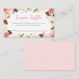 Winter Rosa Girl Baby Shower Diaper Raffle Biljett Tilläggskort