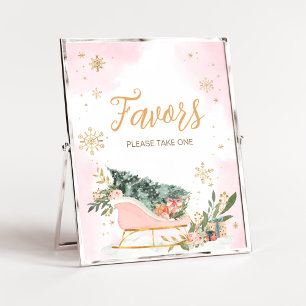 Winter Rosa Guld Snowflake Favors Poster