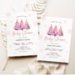 Winter Rosa Julgran Baby Shower Girl Inbjudningar<br><div class="desc">Rosa Julgran och snowflake-inbjudan till babydusch.</div>