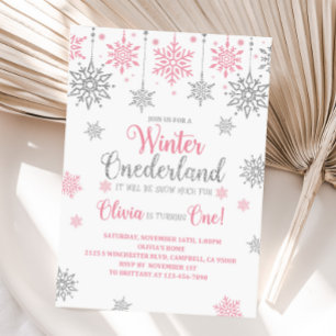 Winter Rosa Snowflake Birthday Inbjudningar