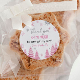 Winter Rosa Snowflake Tack Birthday Runt Klistermärke