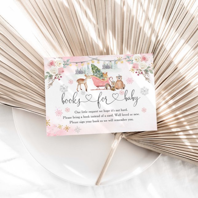 Winter Rosa Woodland Animals Girl Bokar for Baby Tilläggskort (Skapare uppladdad)