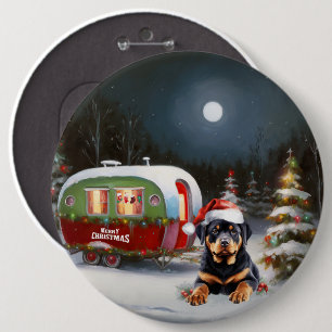 Winter Rottweiler Caravan jul Äventyr Knapp