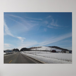 Winter Rural Scene med Backe Poster