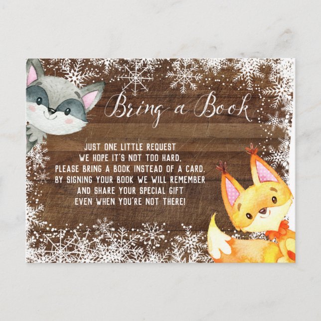 Winter Rustic Animal Woodland Bokar för Baby Card Vykort (Framsida)