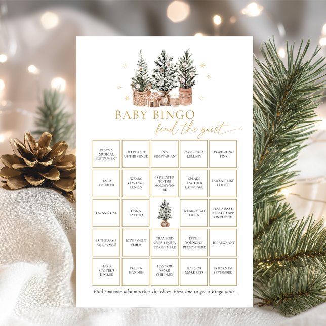 Winter Rustic Baby Bingo hittar gästspelet (Skapare uppladdad)