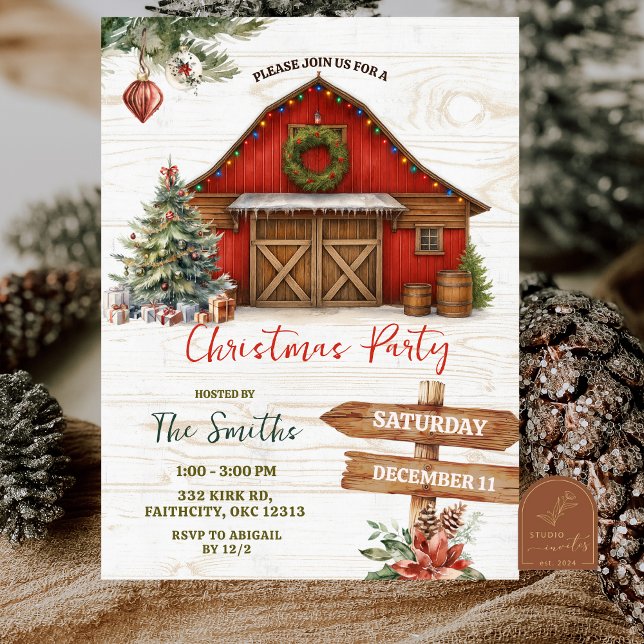 Winter Rustic Country Holiday Barnyard Party Inbjudningar (Skapare uppladdad)