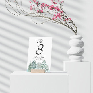 Winter Rustic Gräs Träd Lantern Botanical Bröllop Bordsnummer