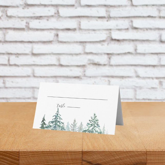 Winter Rustic Gräs Träd Lantern Botanical Bröllop Placeringskort (Winter Rustic Pine Trees Lantern Botanical Wedding Party Supplies)