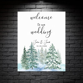 Winter Rustic Gräs Träd Lantern Botanical Bröllop Poster