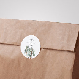 Winter Rustic Gräs Träd Lantern Botanical Bröllop Runt Klistermärke