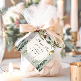 Winter Rustic Gräs Träd Lantern Bröllop Tack Gåvor Etiketter