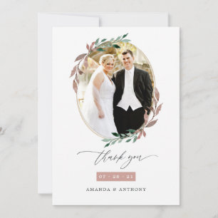 Winter Rustic Greenery Bröllop Photo Tack Kort