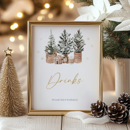 Winter Rustic Julgranar Drinks Poster